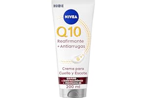 NIVEA Q10 Crema Reafirmante Antiarrugas para Cuello y Escote (200 ml), crema hidratante corporal 72h con Creatina y Provitamina B5, para una piel más firme y arrugas reducidas en 14 días