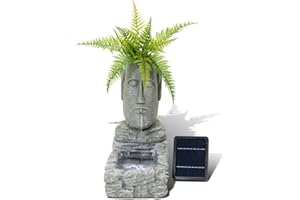 Primrose Easter Island Head Solar Water Feature Planter Lights H50cm