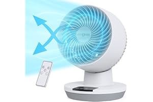 ‎PARIS RHÔNE PARIS RHÔNE Table Fans with Remote Control, Quiet Fan, Air Circulator, LED Display, 90° Tilt Angle, 70° Oscillation, 8 Hours Timer, 3 Speeds for Bedroom, Home, Office
