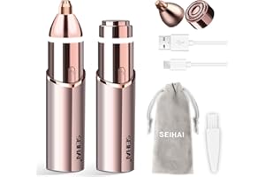 SEIHAI Facial Hair Remover for Women, 2 in 1 Eyebrow Trimmer & Face Hair Remover, Ladies Facial Hair Removal Devices with 4 x Shaving Heads, Facial epilator for Face/Peach Fuzz/Lip/Eye brow