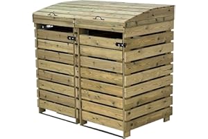 ARBOR GARDEN SOLUTIONS BinBreeze wheelie bin storage unit, wooden outdoor cover, recycling box storage (Double, without shelf)