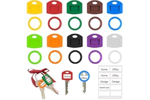 Qcdou 20 Piezas Tapas para Llaves, Identificador de Llaves, 2 Estilos de Tapas de Llave Redondas y Cuadradas, Funda Llaves Coloridos, 10 Colores, Fácil Identificación de Llave de Puerta(B)