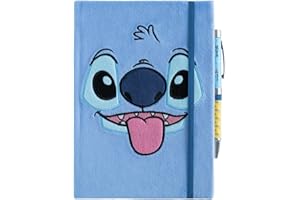 Grupo Erik Cuaderno A5 Stitch punteado- Journaling notebook A5 / Diario personal niña | Bullet journal - Cuadernos tapa dura de Felpa con marcapáginas, 192 págs - Stitch Regalos