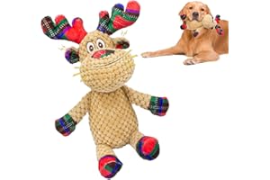 Chongqile Squeaky Weihnachten Rentier Hundespielzeug, interaktive Plüsch Hundespielzeug für kleine und mittlere Hunde, geeignet für die Ausbildung und die Verringerung der Langeweile und Angst.