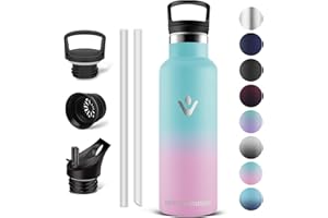 Vikaster Botella agua térmica, 0.5l Botella agua acero inoxidable, Botella reutilizabl, Mantener 12H Caliente/24 Frío, Water Bottle Sin BPA, para Deporte, Viaje, Escuela, Exterior, Oficina, Hogar.
