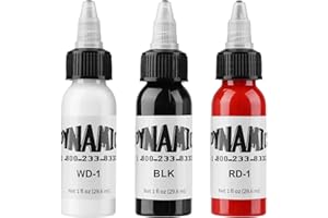 RJLLKD Flaschen Tattoo-Tinte 1oz 30ml Weiß Tattoo Ink mit Schwarze und Eleganz Rot Tattoo-Tinte Veganfreundlich Standard Pigment Tattoo-Zubehör zum Färben, Mischen, Linien, Schattieren und Verblenden
