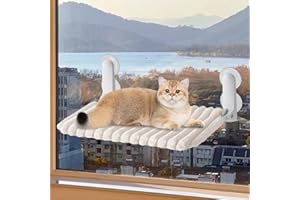 BUERPINKING Hamac Chat Fenêtre avec Coussin Lavable, Lit de fenêtre pour Chat avec 4 ventouses, Cadre setal Robuste pour fenêtres en Verre et Murs intérieurs