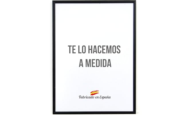 Marco a Medida para Fotos, póster, Puzzles, láminas, Diplomas y orlas. Cuadro Modelo 412-4 en Aluminio Negro Mate, con Cristal metacrilato 1.5 mm y Trasera Antihumedad 20x85 cm