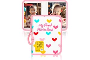 NISELITY Baby Photo Album Holds 21 6x4 Photos, My First Photo Book for Baby or Toddlers, Love" Babys Photo Album Soft Cloth Family Book, Cute Book Gift for Babies Shower Newborns Family Photos (Pink)