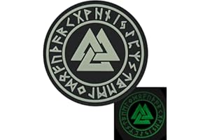 LEGEEON Glow Dark Valknut Norse Heathen Rune Odin Viking Runic Pagan Morale PVC Rubber Touch Fastener Patch