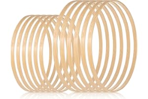 upain 12 Stück 2 Größen Holzring 15cm & 20cm Traumfänger Ringe Set Holz Bambus Blumenkranz Makramee Kranz Ringe Craft Hoop Ringe für DIY Traumfänger Hochzeitskranz Kranz Dekor Wandbehang Handwerk