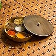 ExclusiveLane 'Masala Blends' Handcrafted Brass Indian Spice Boxes For Kitchen Masala Dabba With Spoon (7 Removable Containers, 40 ML) -Indian Spice Box Masala Box Masala Dabba Masala Daani Namak Dani
