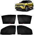 KINGSWAY® XUV 3XO Car Sun Shade Half Cut Magnetic Curtains for 2024 Onwards Model, Compatible with Mahindra XUV 3XO Side Window Car Sunshade, Only Half Cut in Front Window, Black, 4 Pieces