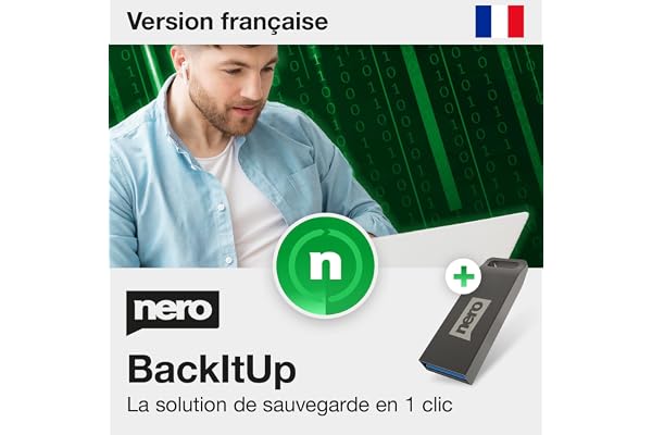 Logiciel sauvegarde Nero BackItUp avec clé USB | Sauvegarde automatique, Cloud & Restauration données | Licence à vie | 1 PC | Windows 11/10/8/7