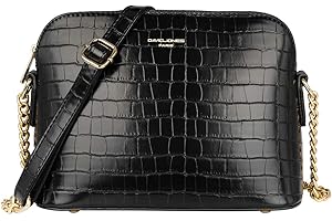 David Jones - Pequeño Bolso Bandolera Cadena Mujer - Bolsos de Hombro Cruzado Cuero PU - Mensajero Crossbody Bag - Bolso Mano Zip Embrague Clutch Pochette Noche Trabajo Moda Diario Vida