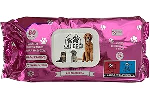 Quibropets Toallitas Húmedas con Clorhexidina para la Higiene de Patas de Perros y Gatos - Limpieza Profunda y Efectiva en un Solo Paso - Limpiador de Patas para Mascotas - 80 Unidades.