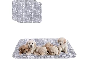 Geyecete Wodoodporna mata dla psa, antypoślizgowa, 2 sztuki podkładek treningowych dla szczeniąt - zmywalne podkładki do siusiu dla psów wielokrotnego użytku podkładki do ubijania dla psa - WordGrey-M