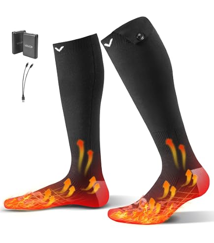 Calzini Riscaldanti Elettrici Mineup Con Batterie 2x4000mAh, 3 Livelli Di Calore, Lavabili, Per Sci, Campeggio E Attività All'aperto, Unisex