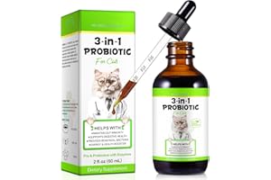 HUALIJIA Probiotics for Cats, 3-in-1 Cat Probiotics with Prebiotic and Enzymes, Cat Diarrhea Treatmen Supplement - Support Gut Health, Diarrhea & Constipation Relief for All Breed Size Age, Bacon Flavor, 60ml