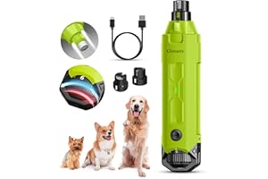 Gimars Ulepszona super cicha regulowana 6-biegowa wydajna 12000 obr./min pozwala na wszystkie kontrole szlifierka do paznokci psa 45 db podwójne światło LED, szlifierka do paznokci zwierząt domowych,