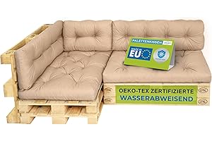 ‎PILLOWS24 Pillows24 Palettenkissen 6-teiliges Set | Palettenauflage Polster für Europaletten | Hochwertige Palettenpolster | Palettensofa Indoor & Outdoor | Erhältlich Made in EU | Cappuccino