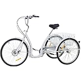 Dustuper Dreirad FüR Erwachsene, 26-Zoll-Dreirad (Scheibenbremse), Citybike-Dreirad, Sechs GäNge Einstellbar, SitzhöHe Verste