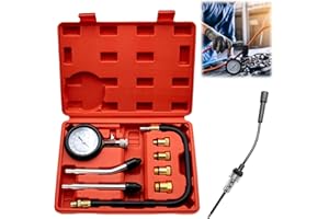 BEHOGAN 9 tester di compressione con tester per candele, tester di compressione, misuratore di compressione con 4 adattatori, 0-20 bar o 0-300 psi, tester di pressione M10 M12 M14 M18 per auto, camion, auto