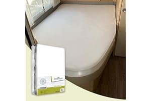 Dexitex - 1 Protège Matelas Molton en Flanelle - pour Camping Car - Lit français - Lit Caravane – Oeko Tex - 80% Coton - Angle Droite (135-160cmx190-210cm)