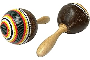 My Family House Dot Dipinto Gecko Maracas - Cocco Multicolore - Strumento Musicale Intagliato a Mano