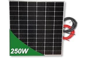 VIASOLAR Panel solar 250W Tamaño Estandar monocristalino 12V tecnología PERC alta eficiencia con cable de 5 metros