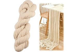 Xyvor Camino De Mesa De Tela En Muselina, 90 X 300Cm Tapetes para Mesa, Moderno Tela Decorativa para Bodas, Suave Mantel De Tela Gasa Boho, Vintage Largo Camino De Mesa para Cocina, Comedor, Fiesta