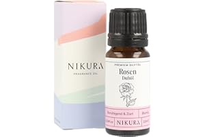 ‎NIKURA Nikura Rosen Duftöl - 10 ml | Perfekt für die Seifen- und Kerzenherstellung, Wachsmelts, Diffusoren für Zuhause, Aromabrenner | Ideal zur Nutzung in Badebomben, Parfümduft, Kerzenduft | Vegan
