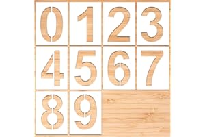 DHISPERARES 23 cm Zahlen Schablonen Groß, 10 Stück Kunststoff Zahlenschablonen Set, 0 bis 9 Wiederverwendbare Parkplatz Schablonen, Waschbare Schablone Zahlen für Malerarbeiten, Hausnummern, Briefkästen