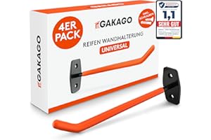 ‎GAKAGO Gakago Reifenhalter Wandhalterung – 4er Felgenhalter Wand Set inkl. Schrauben & Dübel mit Montageanleitung - Extra Lange Reifen Wandhalterung - Halter für Autoreifen & Felgen zum Lagern
