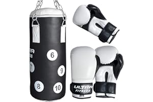 ULTRA FITNESS CROSSJAB Kids Punch Bag with Punching Gloves and Chain Filled Boxing Set Kids Punching Bag- Boxing Bag for Children kid’s boxing MMA Muay Thai Karate Workout