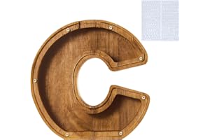GOXAEEE Hucha Letra Madera Hucha Personalizada para Niños, Creativa Hucha como Casa Decoración Regalos para Cumpleaños Navidad (C)