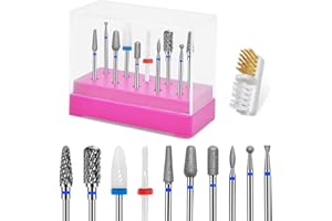 CGBE 10 Punte Fresa Unghie: 3/32 Pollici Punta Fresa Rimozione Gel - Professionale Punta da Trapano per Unghie con Manicure Portapunte - per Rimozione Cuticola Gel Acrilico - per Manicure Pedicure