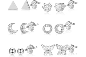 ALEXCRAFT Ohrstecker Silber 925 Ohrringe Set For Damen Herren Hypoallergen Sleeper Stud Set