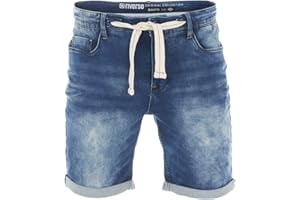 riverso Jeans Shorts Herren Stretch Kurz Kordelzug Regular Fit RIVPaul Kurze Hosen Bermuda Shorts Sommer Denim Einfarbig Schwarz Blau Grau 30 31 32 33 34 36 38 40 42 44 46