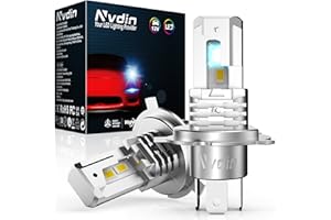 Nvdin h4 led 20000lm, lampadine per fari auto o moto, kit lampadina 12v per abbaglianti e anabbaglianti, dimensioni 1:1 alogena, luci anteriori senza ventilatore, luce bianca 6000k