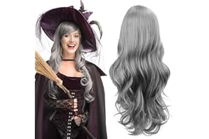 ZYXSQORAPHIC Perruque Femme 80cm Longue, Perruque Ondulée Perruque Bouclée Synthétique Cheveux pour Femmes Cosplay Halloween Costume Party Théâtre, Gris Clair
