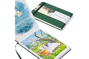 Lightwish Journal aquarelle, 100 % coton, fournitures artistiques, papier aquarelle 19,3 x 13 cm, 20 feuilles (63,5 kg/300 g/m²), sans acide pour aquarelle, gouache, acrylique