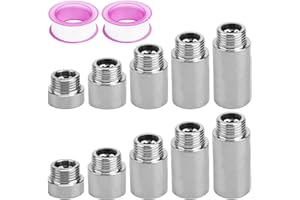 10 Hahnverlängerung 1/2 Zoll, FORMVERSITY Duschkopf Verlängerung Wasserrohr 1/2 Zoll, Wasserhahnverlängerung Küche 10 20 30 40 50mm, G1/2 Gewinde Edelstahl Dusche Verlängerungsrohr für Wasserhähne