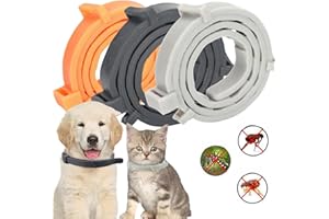 CUTIOLLY Collare Antiparassitario per Gatti,3 Pezzi Collare Antipulci Gatto,Collare Antipulci Cane Piccola,Naturale Regolabile Impermeabile Protezione Collare Antipulci (Nero+Grigio+Giallo, L)