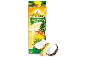 ‎PFANNER Pfanner Ananas Kokos Getränk (1 x 2 l) – Ananas und Kokoswasser – säuerlich süßer Fruchtnektar – Getränk mit mind. 25% Fruchtgehalt