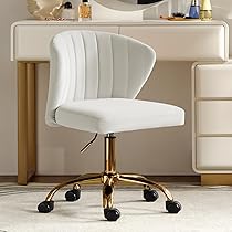 Chaise Bureau Design HULALA HOME - Fauteuil Velours Pivotant Dossier Bas, Hauteur Réglable 76-89cm, Base Dorée