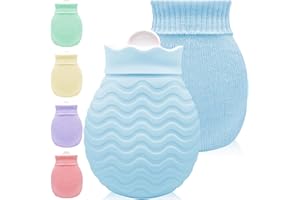 GISTOME Small Hot Water Bottle with Cover - 320ml Mini Silicone Hot Water Bag for Hot and Cold Compress, Hand Foot Bed Warmer, Ideal for Menstrual Cramps, Neck and Shoulder Muscle Aches Pain Relief, Warmth
