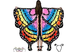 YIZEMAY Womens Butterfly Wings Shawl, Adult Butterfly Wings Cape Colorful Girls Ladies Fairy Wings Nymph Pixie Cosplay Accessory Dancing Accessory Cape for Costume Party Dress Up (A-Colorful)