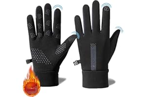 KASESSS Guanti Moto Invernali, Antivento Guanti Termici, Impermeabili Guanti Touch Screen Invernali, Guanti Invernali Uomo Donna, Antiscivolo Guanti in Pile per Ciclismo,Bici,Alpinismo,Trekking Nero
