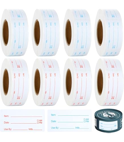 2 Rolls 1000 Pieces Removable Food Labels, 1 X 2 Inch Date